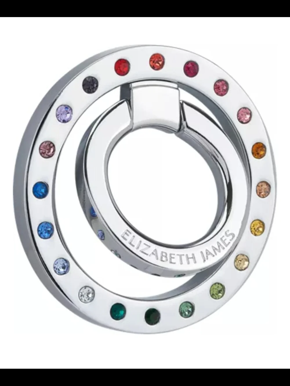 Elizabeth James Silver Multicolor Crystal Phone Ring
